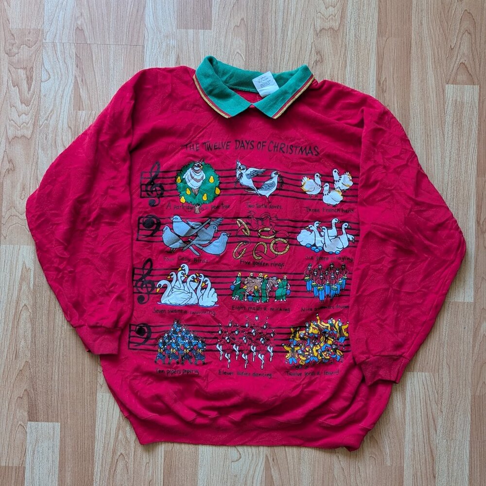 Vintage Red 12 Days of Christmas Sweater